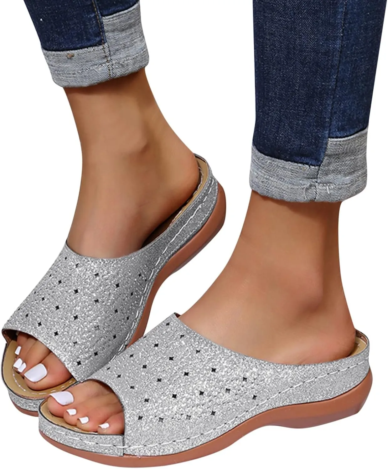 Orthopedic Slides for Women with Arch Support Summer Sandals Comfortable Walking Shoes Lightweight Adjustable Straps Beach Casual Outdoor Recovery Footwear