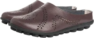 Retro Hollow Out Soft Leather for Women Shoes Breathable Flats Round Toe Slip on Lightweight Comfortable Casual All Match Fashion Summer Walking Slippers