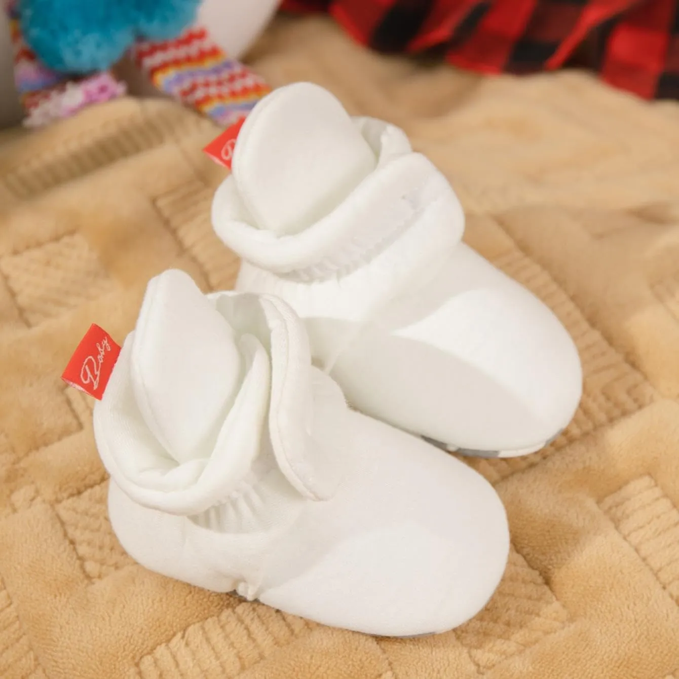 Sawimlgy Newborn Infant Baby Girl Boy Cotton Booties Stay On Sock Slippers Soft Bedroom Shoes Non-Skid Ankle Boots With Grippers Toddler Crib Warm Shoe First Walker Birthday Shower