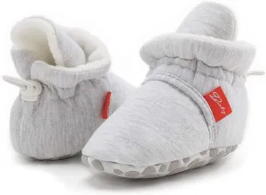 Sawimlgy Newborn Infant Baby Girl Boy Cotton Booties Stay On Sock Slippers Soft Bedroom Shoes Non-Skid Ankle Boots With Grippers Toddler Crib Warm Shoe First Walker Birthday Shower