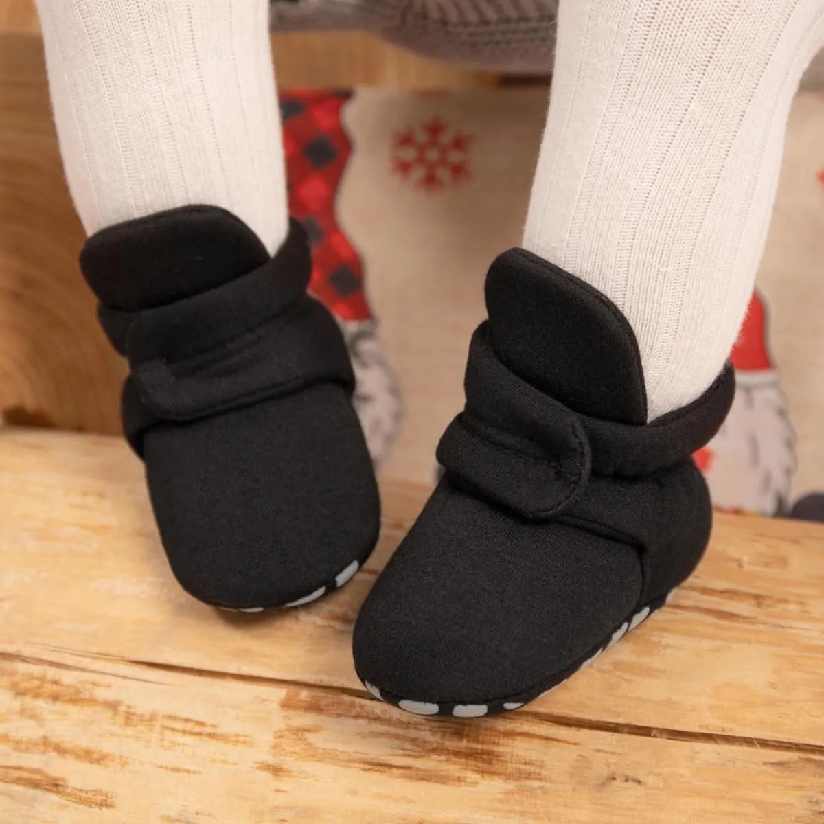 Sawimlgy Newborn Infant Baby Girl Boy Cotton Booties Stay On Sock Slippers Soft Bedroom Shoes Non-Skid Ankle Boots With Grippers Toddler Crib Warm Shoe First Walker Birthday Shower