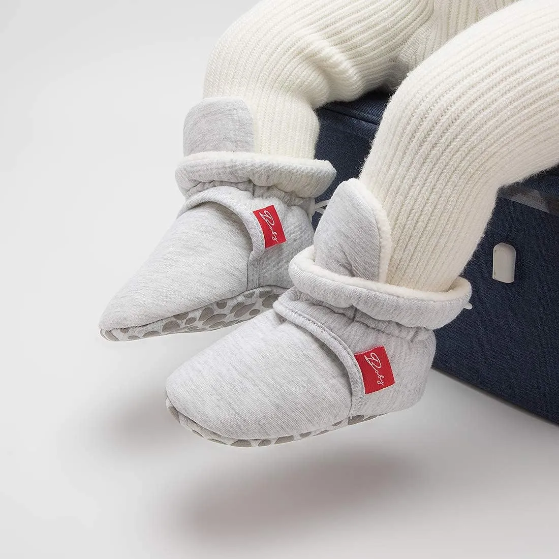 Sawimlgy Newborn Infant Baby Girl Boy Cotton Booties Stay On Sock Slippers Soft Bedroom Shoes Non-Skid Ankle Boots With Grippers Toddler Crib Warm Shoe First Walker Birthday Shower