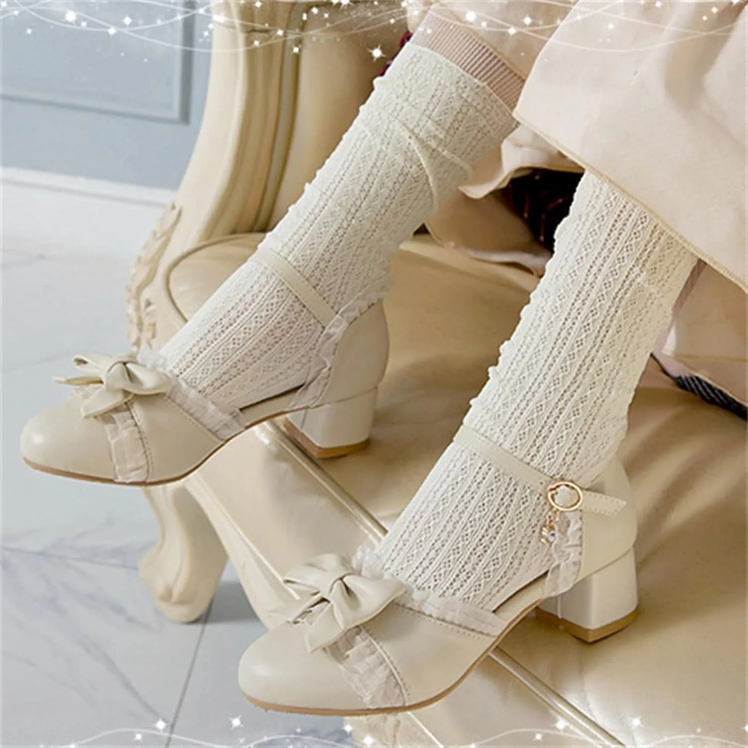 sfdgfhyf Little Girls Soft Sole Sneakers Summer Toddler Dress Bow Tie Pumps Low Heels Flower Party Wedding (Beige, 3 Big Kids)
