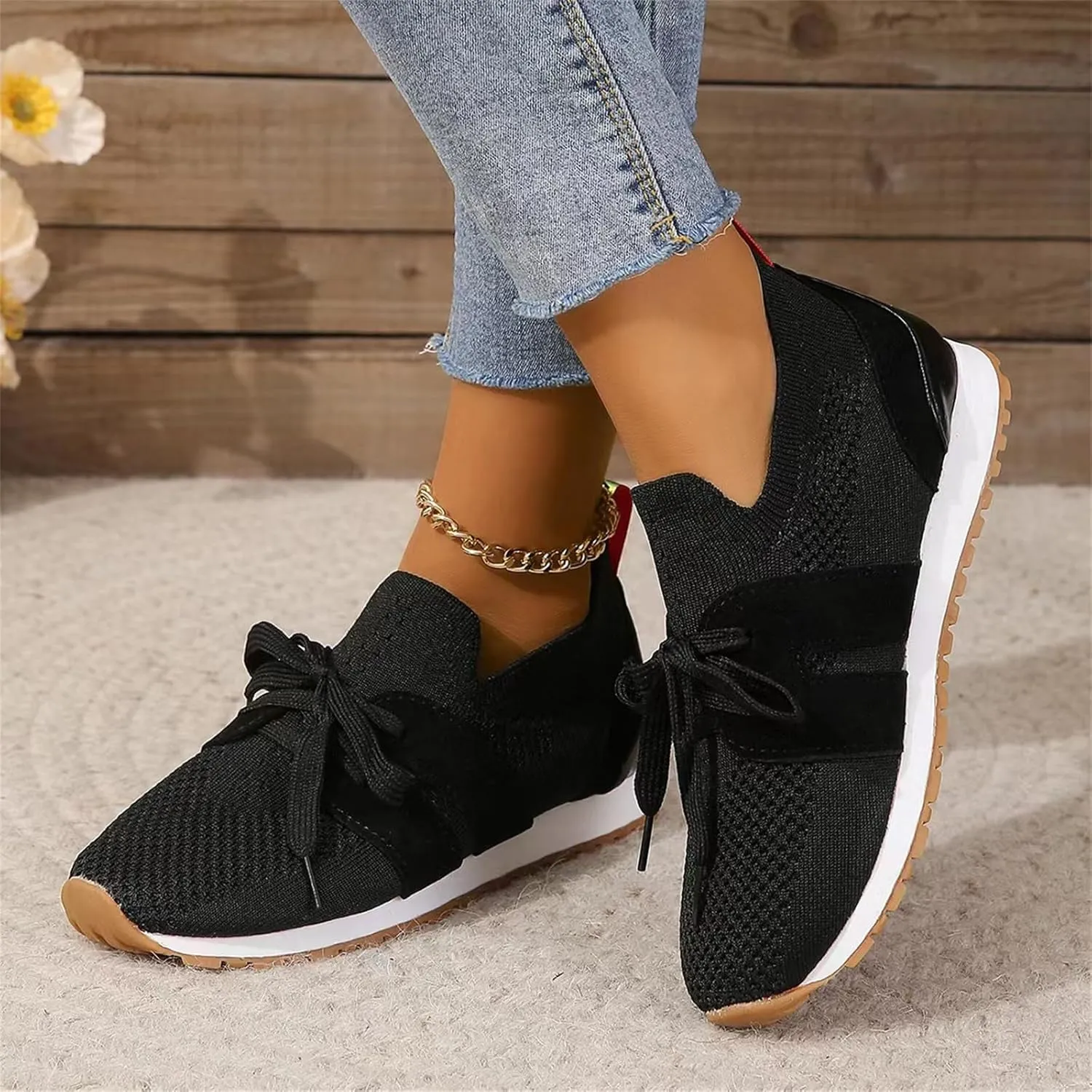 Slip On Sneakers Women Arch Support Walking Shoes Comfort Light Weight Mesh Casual Athletic Gym Tennis Running Shoes
