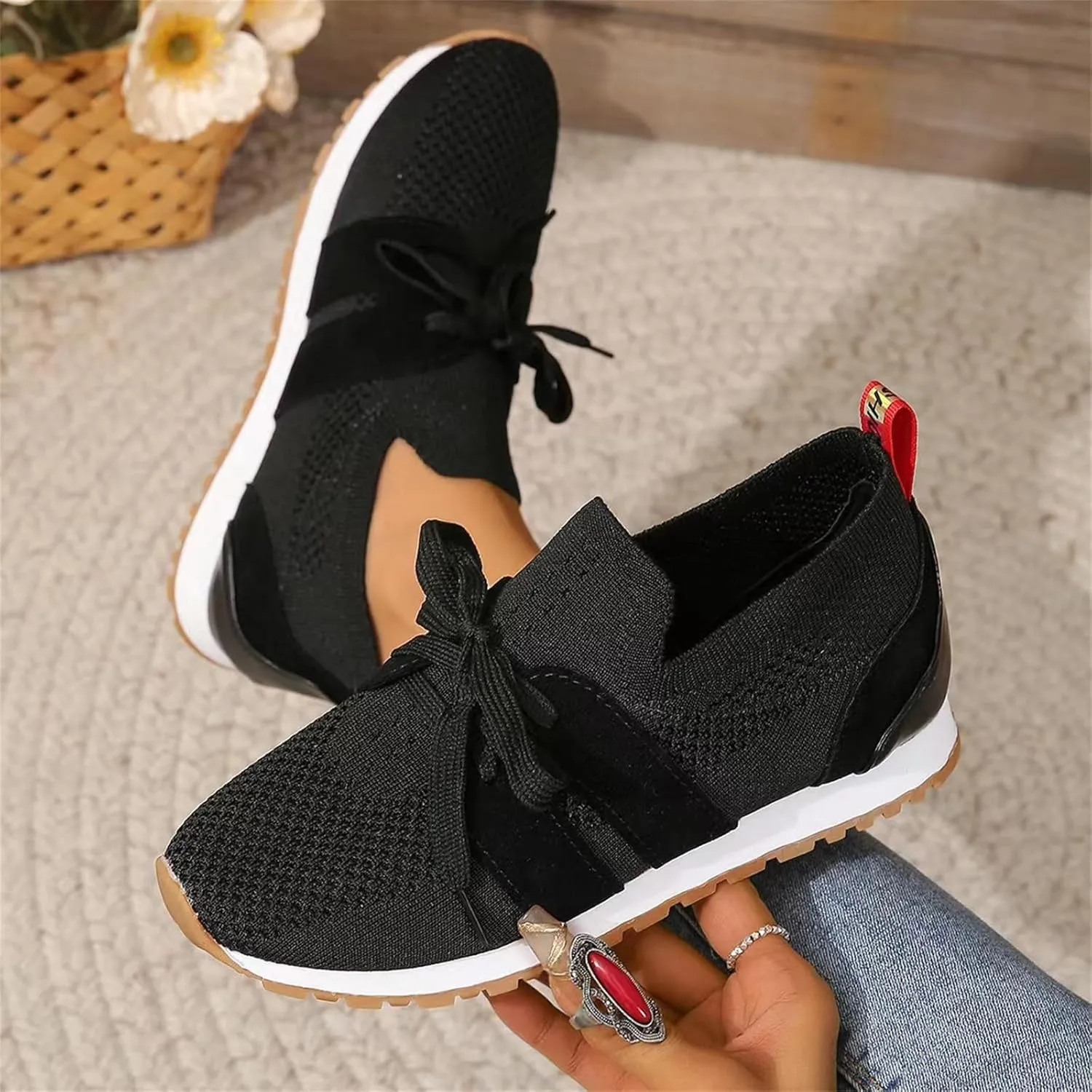 Slip On Sneakers Women Arch Support Walking Shoes Comfort Light Weight Mesh Casual Athletic Gym Tennis Running Shoes