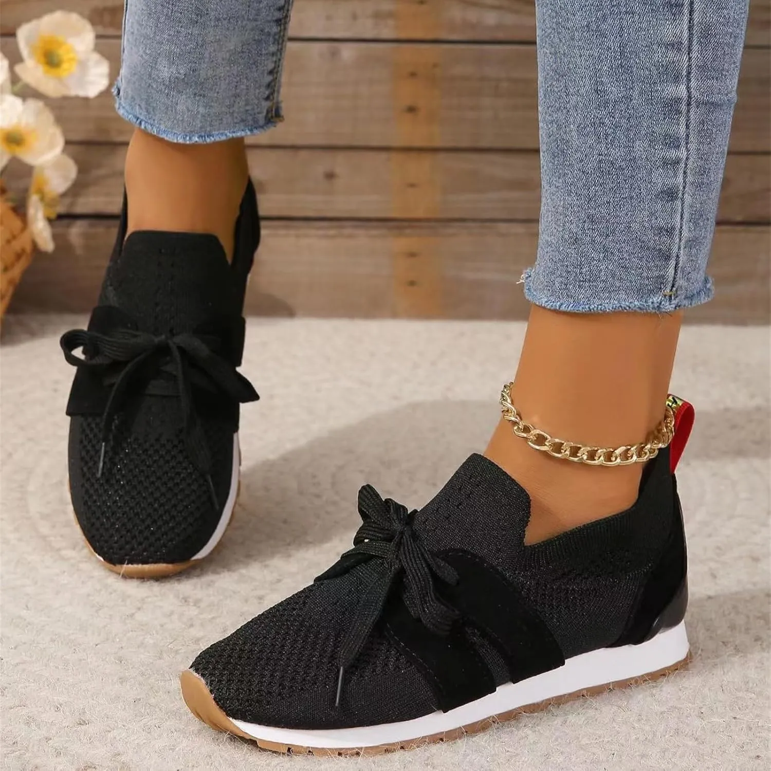Slip On Sneakers Women Arch Support Walking Shoes Comfort Light Weight Mesh Casual Athletic Gym Tennis Running Shoes