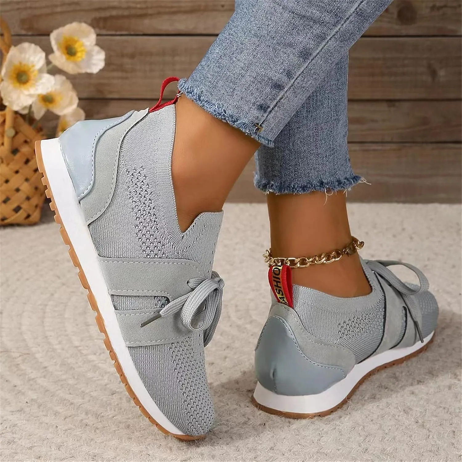 Slip On Sneakers Women Arch Support Walking Tennis Shoes Memory Foam Lightweight Casual Athletic Running Gym Shoes