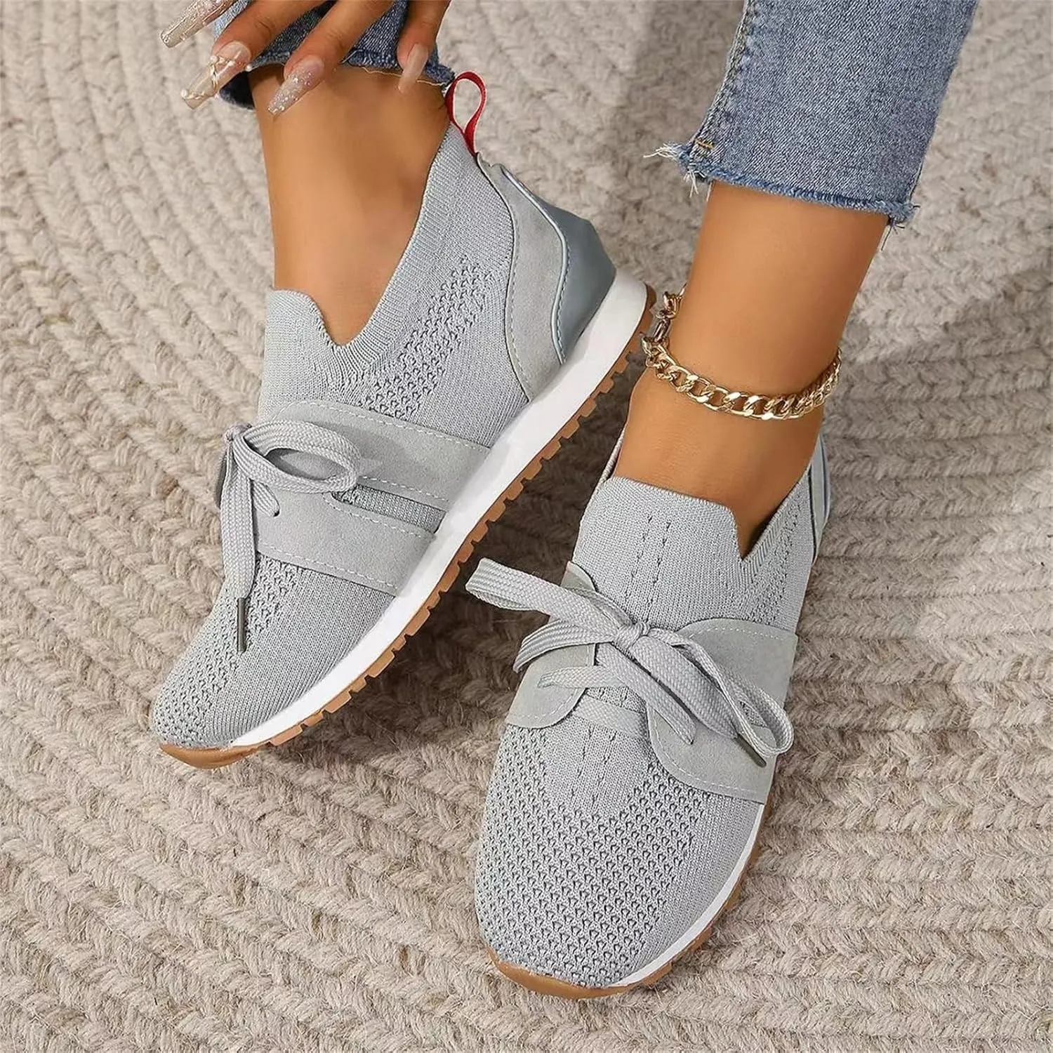 Slip On Sneakers Women Arch Support Walking Tennis Shoes Memory Foam Lightweight Casual Athletic Running Gym Shoes