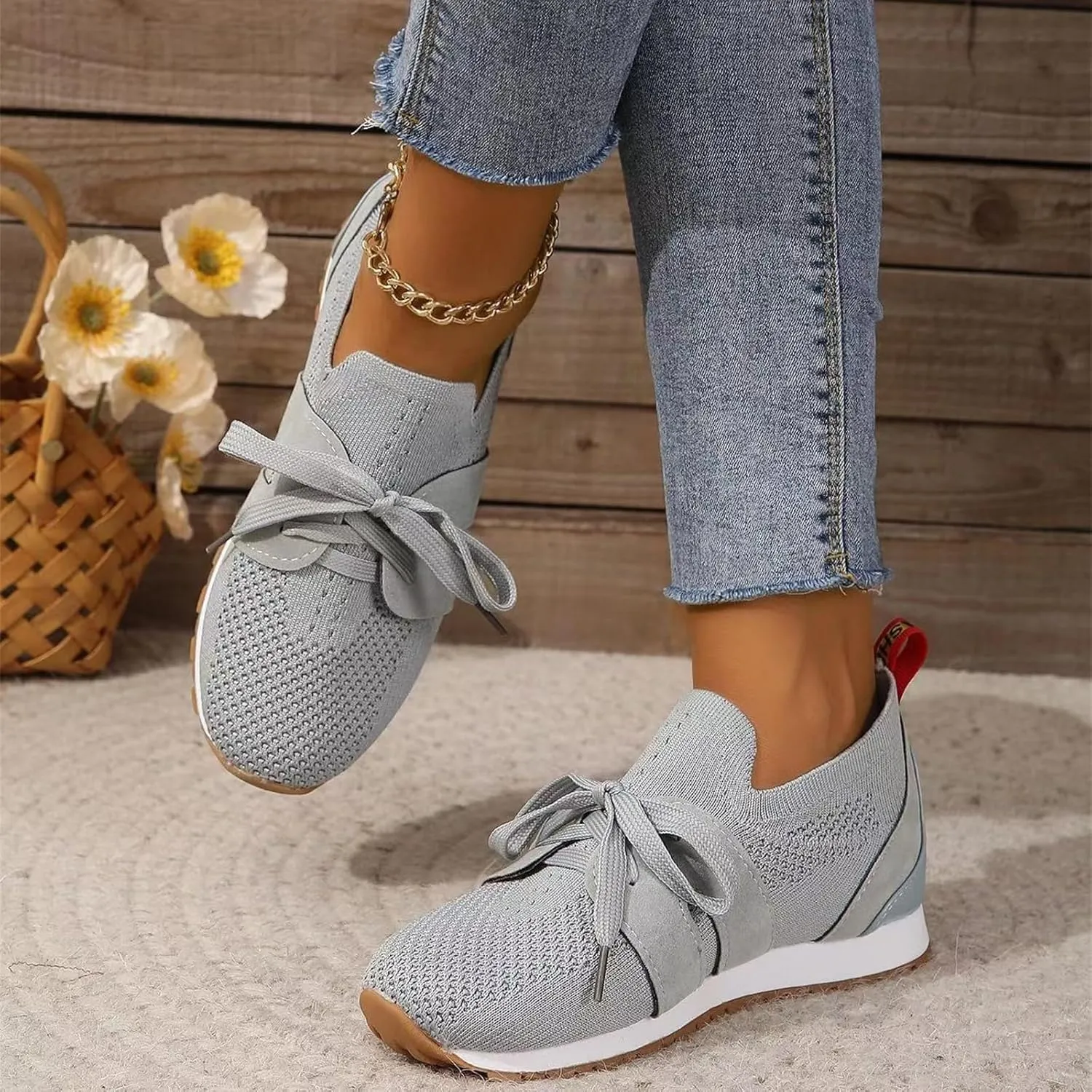 Slip On Sneakers Women Arch Support Walking Tennis Shoes Memory Foam Lightweight Casual Athletic Running Gym Shoes