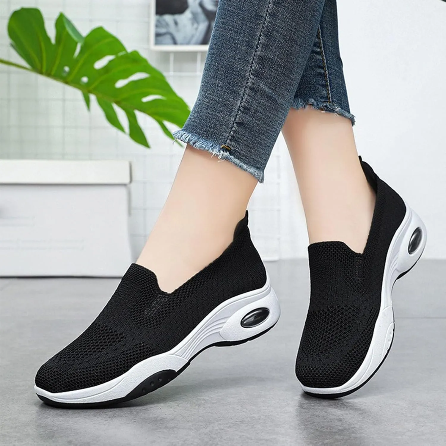 Slip On Sneakers Women Running Shoes Lightweight Tennis Shoes Non Slip Workout Shoes Breathable Walking Womens Sneakers
