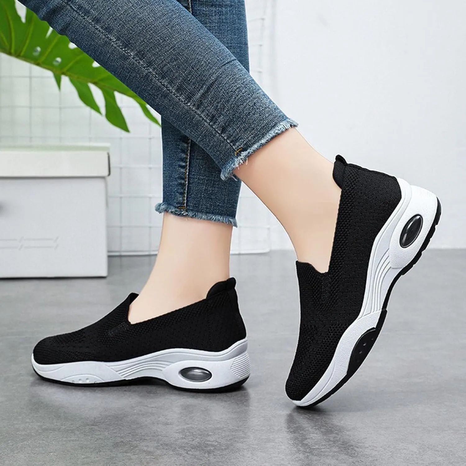 Slip On Sneakers Women Running Shoes Lightweight Tennis Shoes Non Slip Workout Shoes Breathable Walking Womens Sneakers