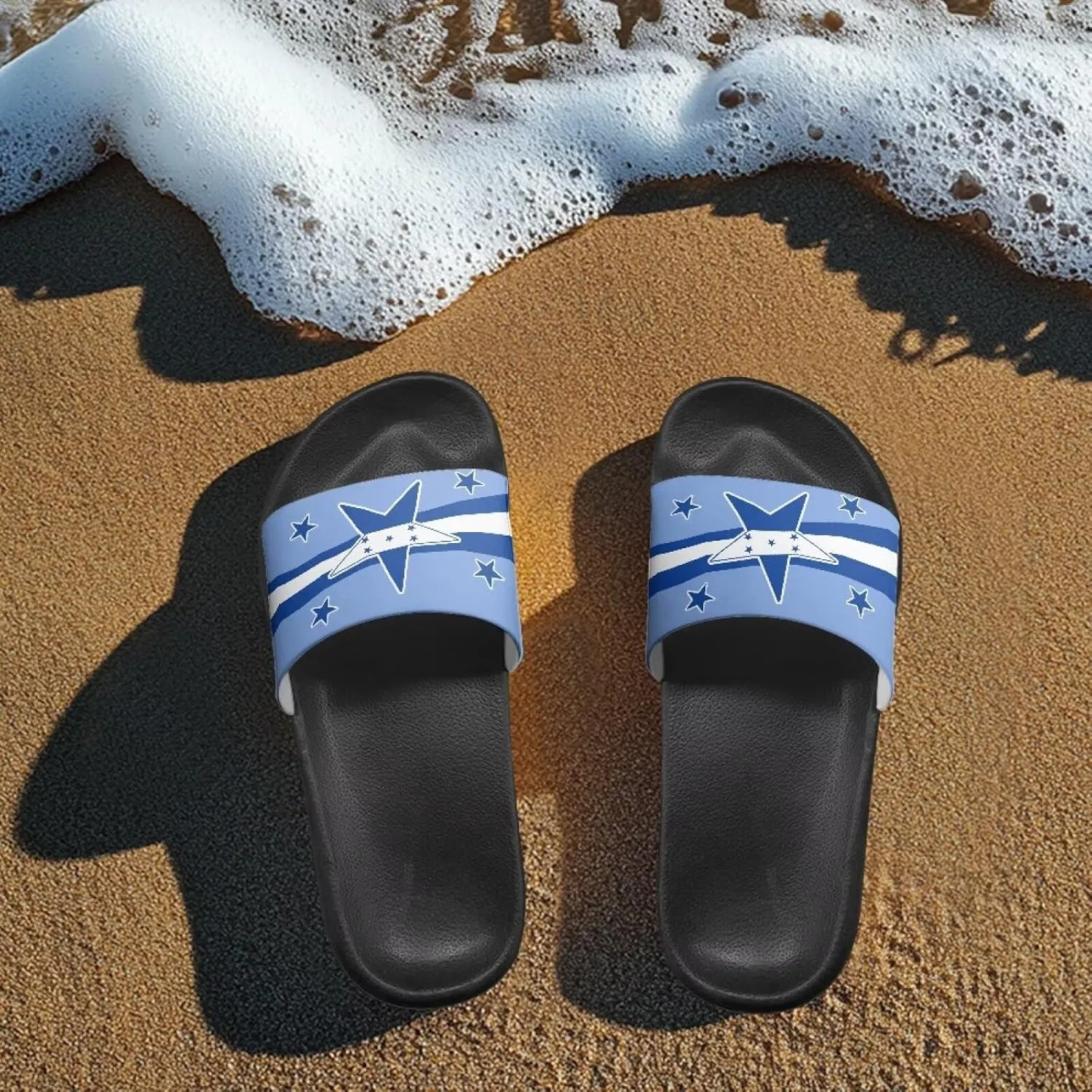 Summer Slide Slippers for Men Women, Lightweight House Sandals Slide Sandal Non-Slip Shower Shoes with Arch Support