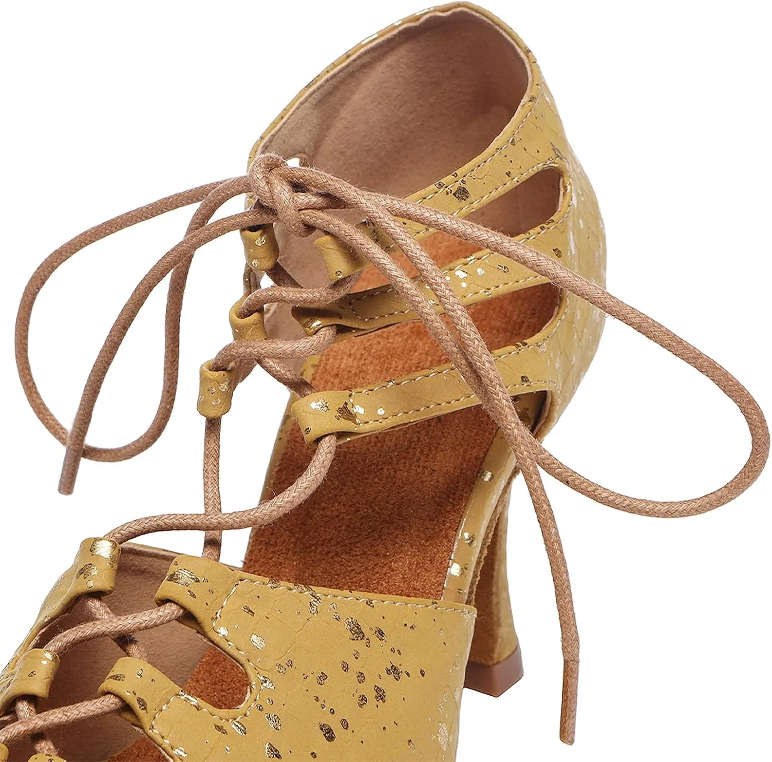 SWDZM Womens Open Toe Dance Boots Lace-up Latin Salsa Ballrooom Performence Pratice Dance Shoes