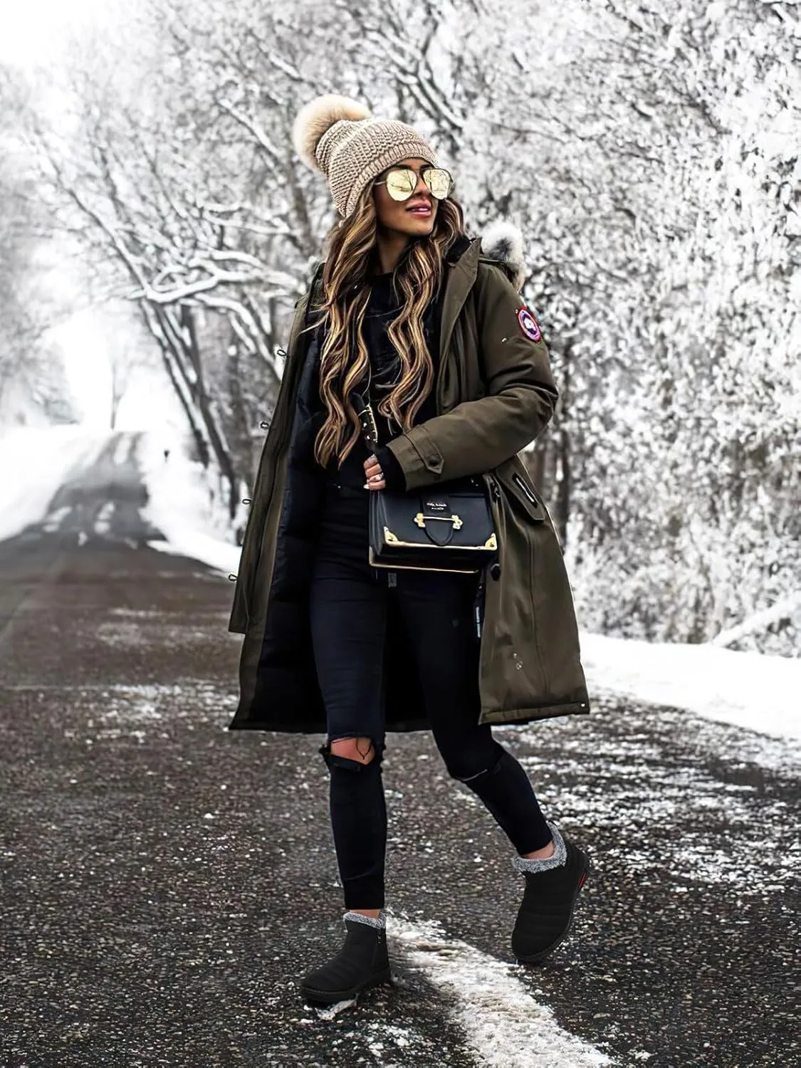 SWQZVT Warm Winter Boots for Women: Fur Lined Snow Booties, Non Slip, Waterproof Insulated, Soft Winter Shoes Comfy Walking Size 5-10.5