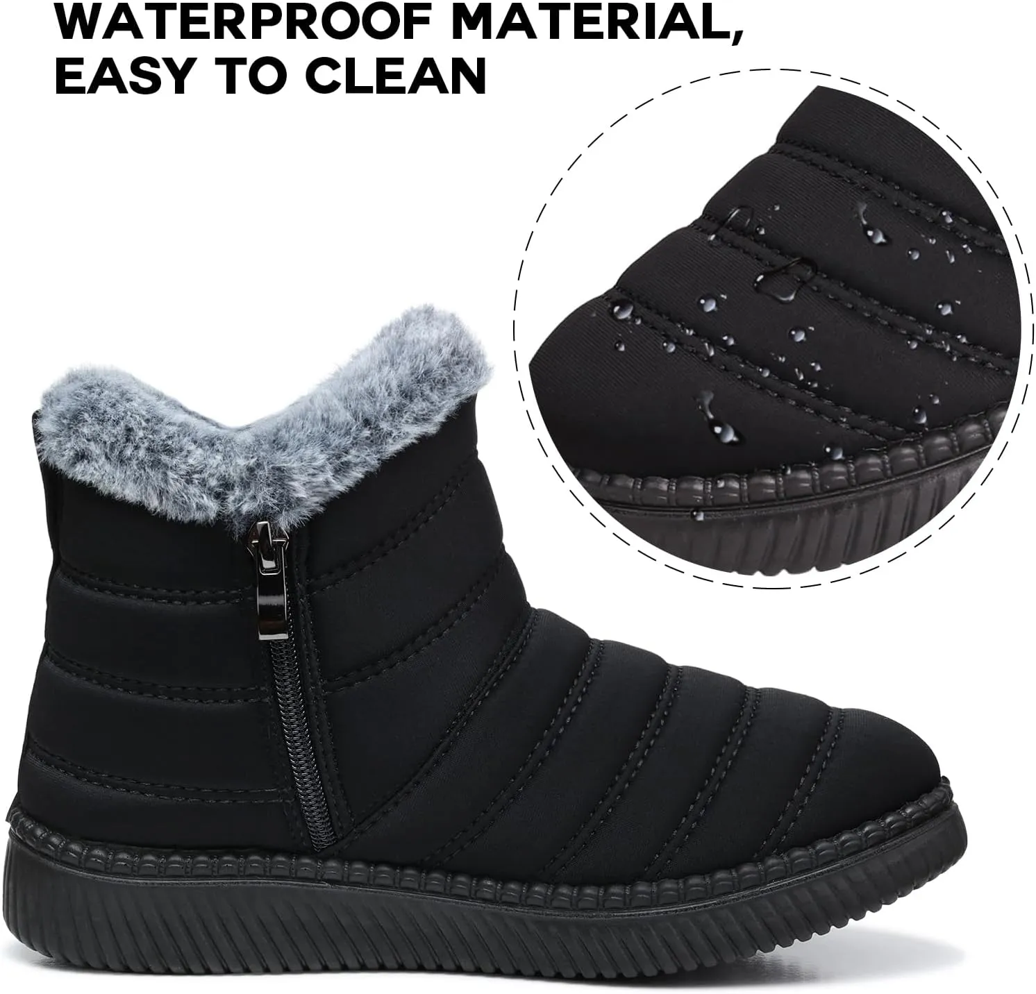 SWQZVT Warm Winter Boots for Women: Fur Lined Snow Booties, Non Slip, Waterproof Insulated, Soft Winter Shoes Comfy Walking Size 5-10.5