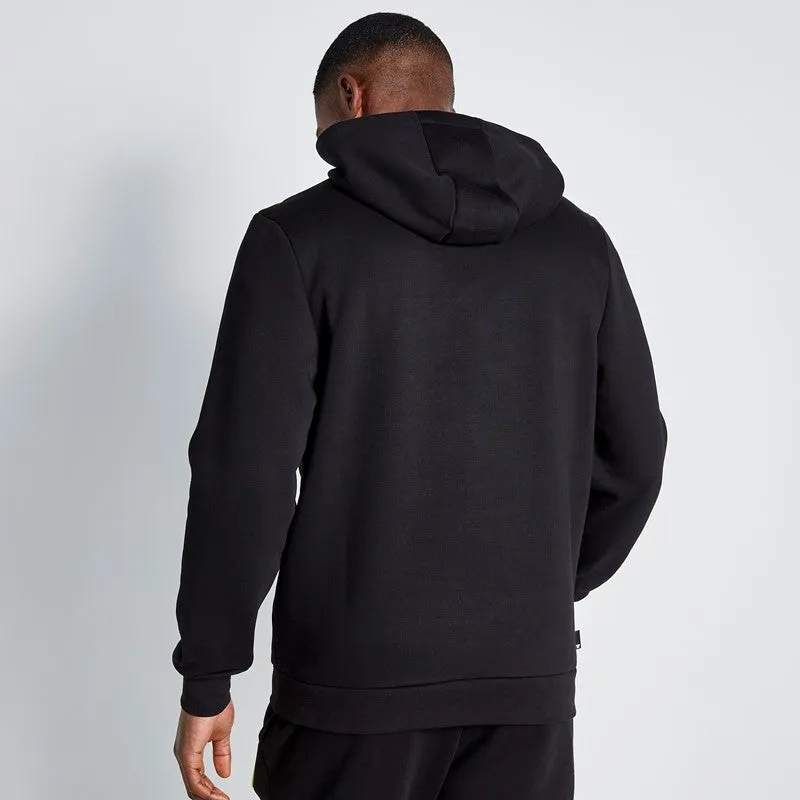 Taped Cut and Sew Perforated Logo Hoodie - Black / Limeade