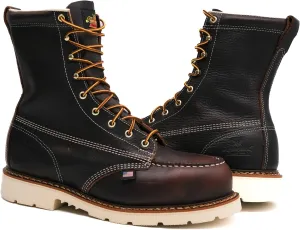Thorogood American Heritage 8 Steel Toe Work Boots for Men - Full-Grain Leather with Moc Toe, Slip-Resistant Wedge Outsole, and Comfort Insole; EH Rated