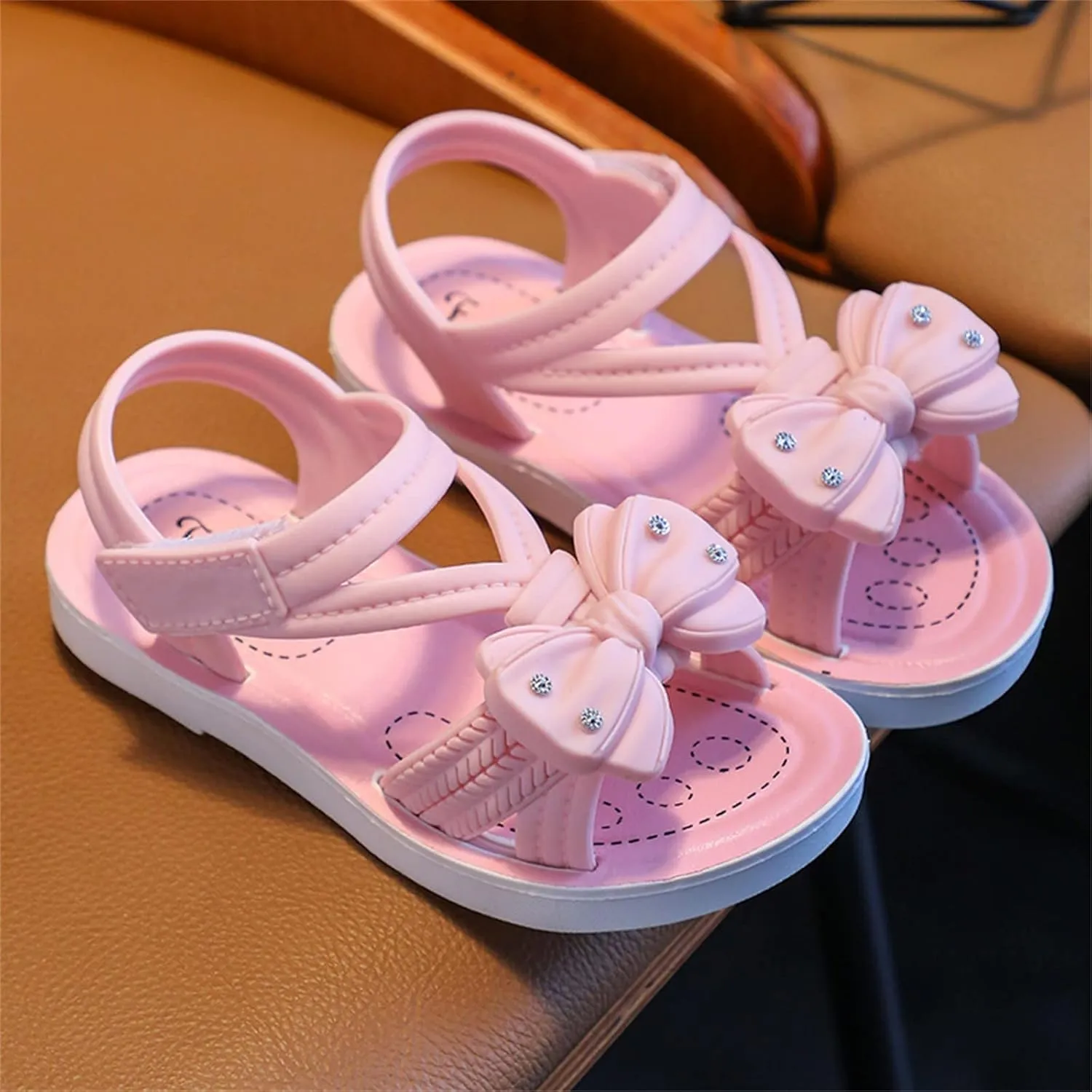 Toddler Girls Open Toe Bow Sandals 2025 Summer Fashion Lightweight Comfortable Soft Sole Baby Princess Dress Shoes