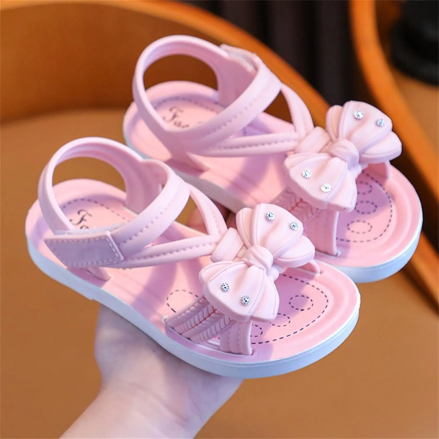 Toddler Girls Open Toe Bow Sandals 2025 Summer Fashion Lightweight Comfortable Soft Sole Baby Princess Dress Shoes