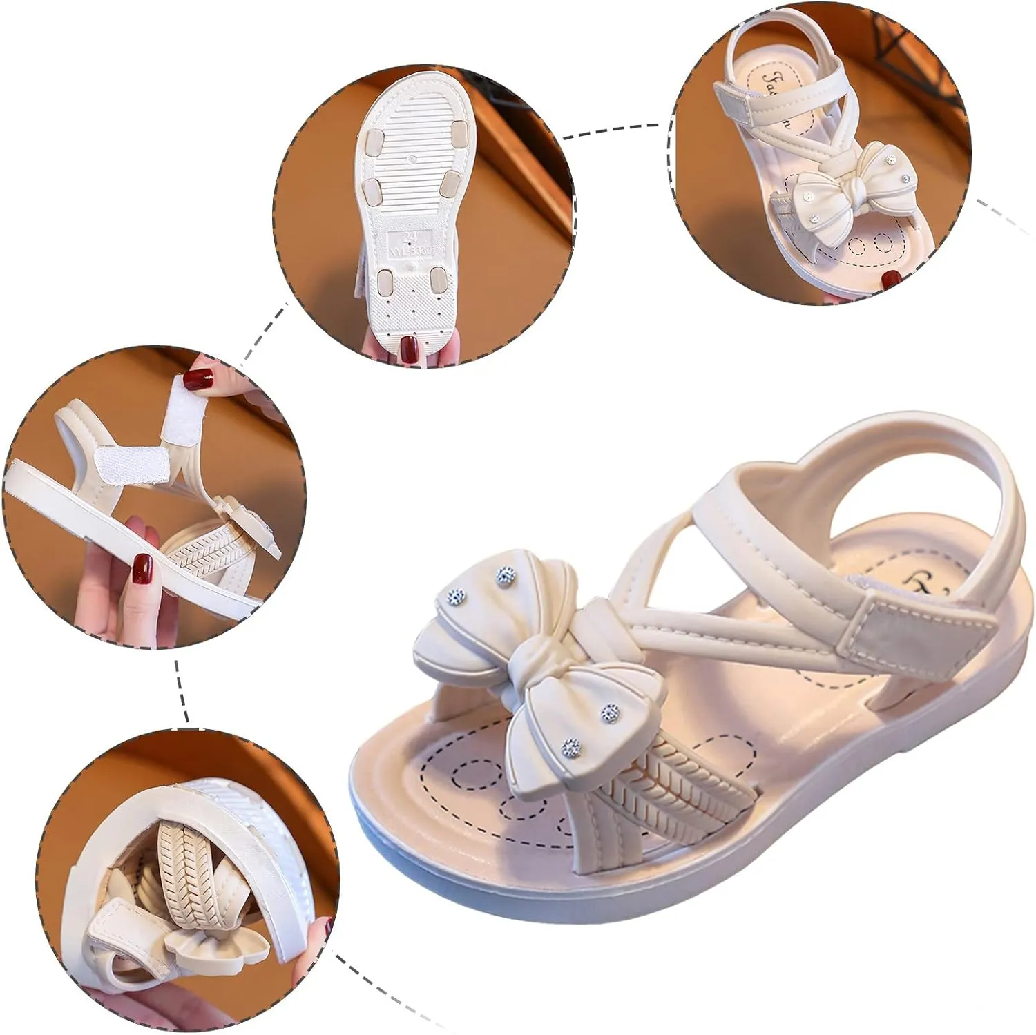 Toddler Girls Open Toe Bow Sandals 2025 Summer Fashion Lightweight Comfortable Soft Sole Baby Princess Dress Shoes