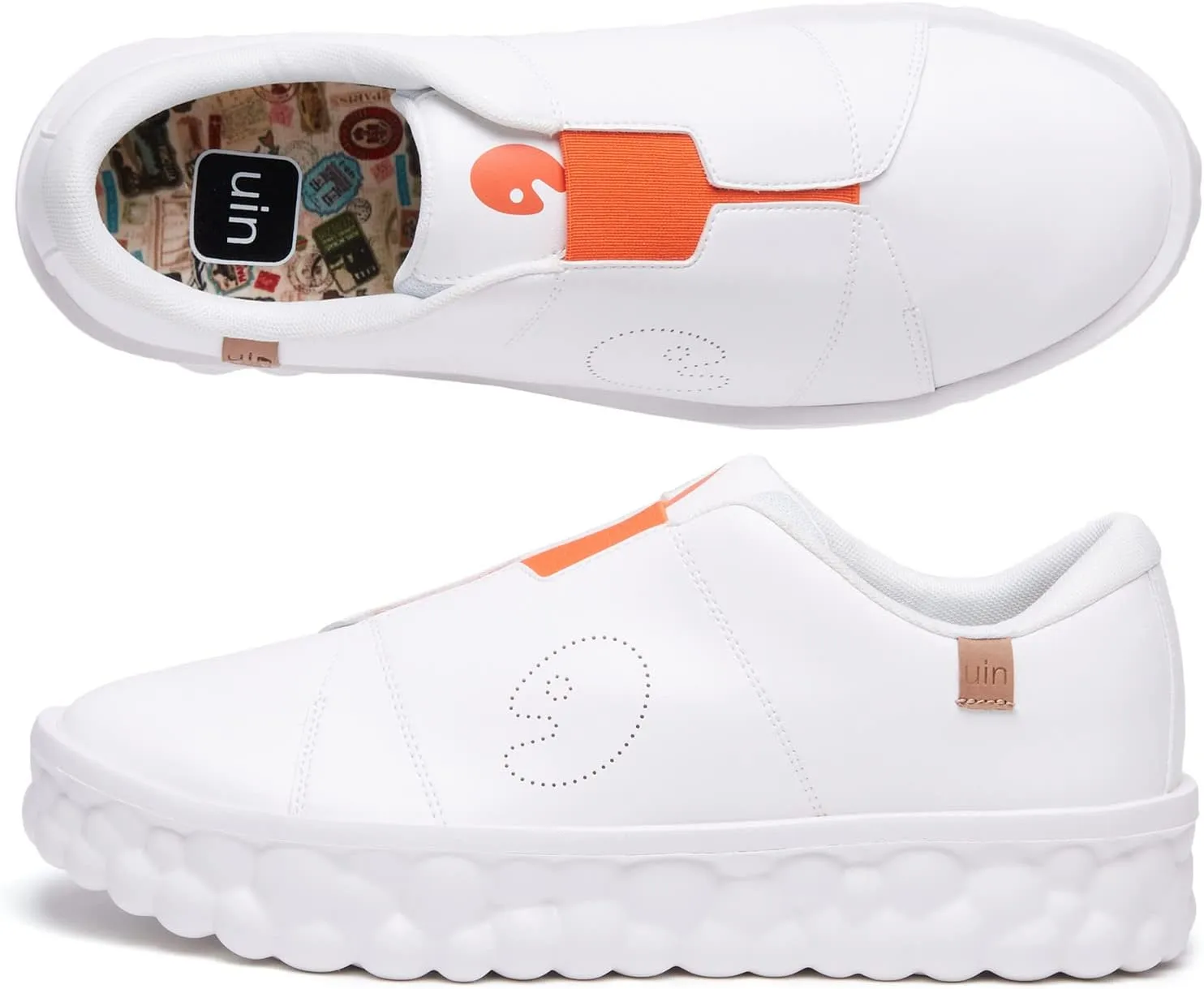 UIN Women's Fashion Sneakers Lightweight Walking Casual Slip Ons Art Painted Athletic Travel Skate Shoes Las Ramblas