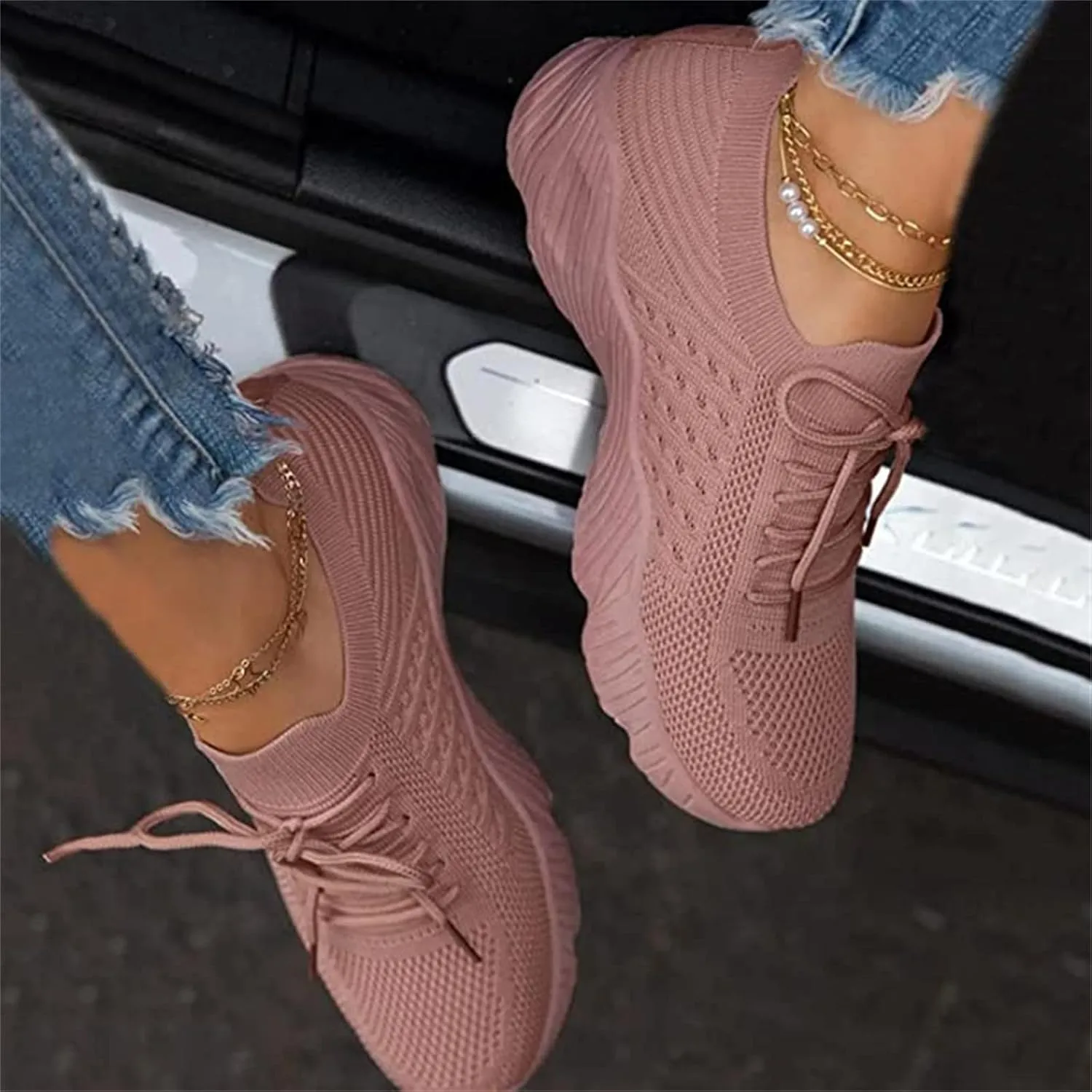 Walking Shoes Women Arch Support Slip On Sneakers Lady Mesh Loafers Fashion Casual Athletic Running Tennis Shoes 2025