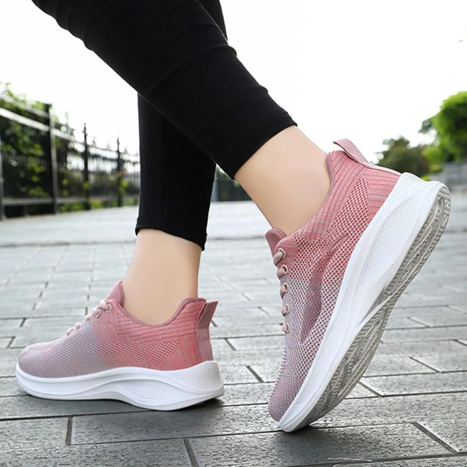 Woman Tennis Shoes Breathable Casual Fashion Lace Up Mesh Athletic Shoes Non Slip Walking Running Workout Sneakers