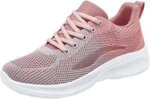 Woman Tennis Shoes Breathable Casual Fashion Lace Up Mesh Athletic Shoes Non Slip Walking Running Workout Sneakers