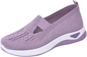 Women Casual Slip On Sneakers Breathable Knit Walking Shoes Lightweight Loafers Non Slip Comfortable Flats