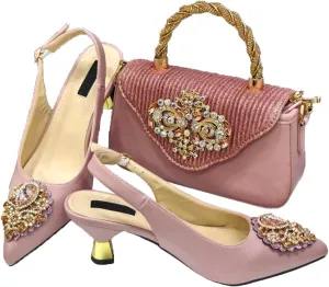 Women Italian Shoes and Bag Set for Party Thin Heel Buckle Strap Pumps Wedding Shoe Bag Matching Set
