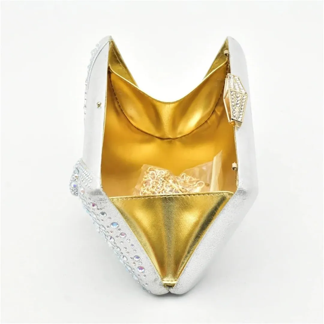 Women Rhinestone Shoes and Matching Bag Set Fashion Party Nigerian Shoes and Bag Set