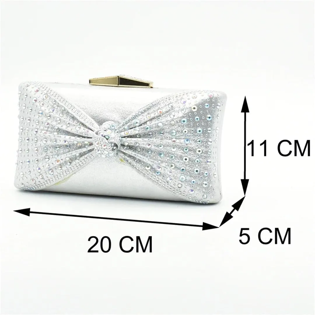 Women Rhinestone Shoes and Matching Bag Set Fashion Party Nigerian Shoes and Bag Set