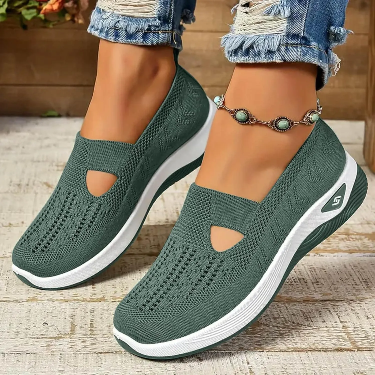 Womens Best Walking Shoes Slip On Sneakers Breathable Mesh Tennis Shoes Arch Support Non-Slip Orthopedic Sneakers