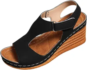 Women's Casual Sandals, Comfortable Open Toe Wedge Sandals with Arch Support, Stylish Fish Mouth Design for Daily Wear and Vacations
