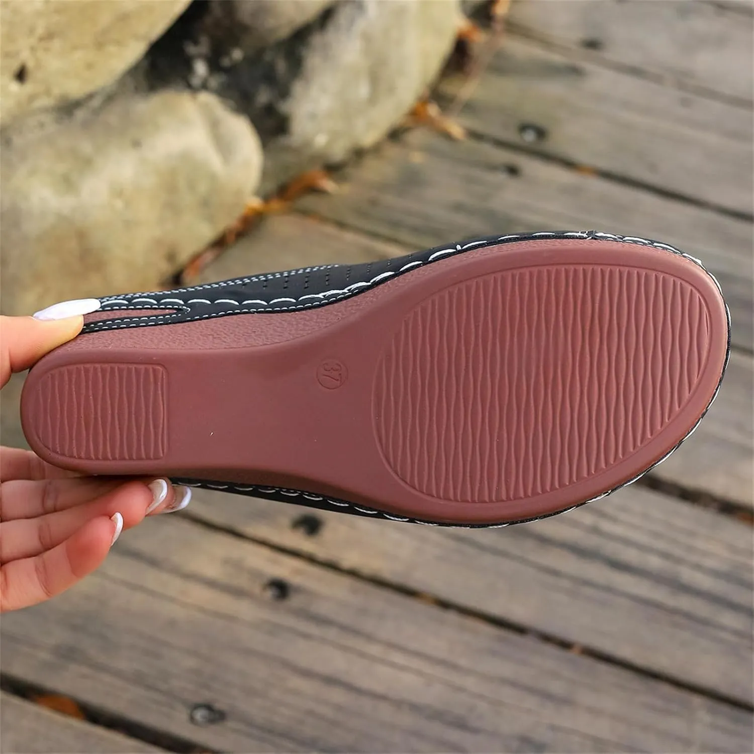 Womens Leather Comfy Platform Low Wedge Heel Buckle Slide Sandals Slip On Dressy Summer Comfortable Slides Lightweight Memory Foam Platform Shoes