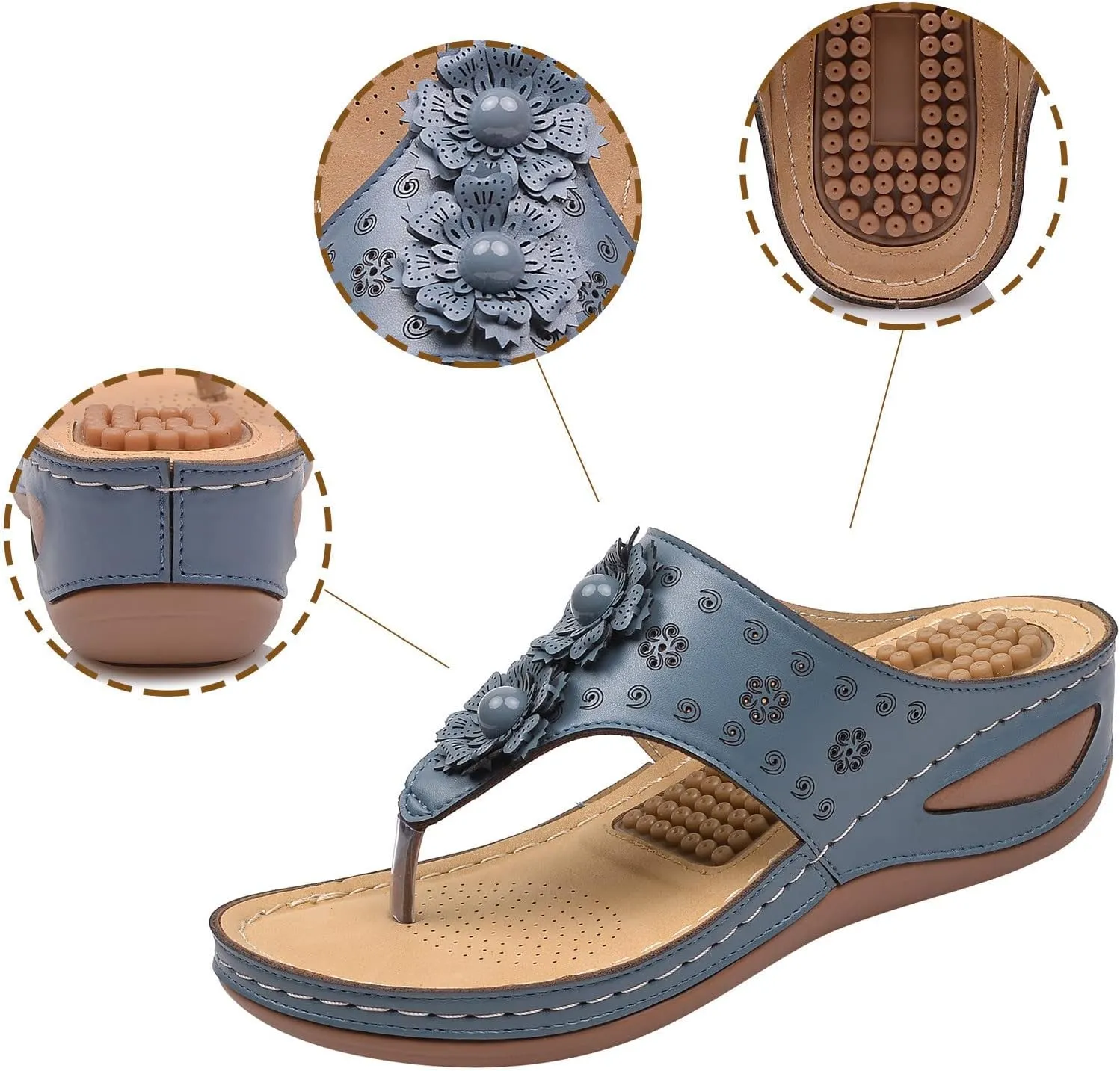 Womens Recovery Sandals with Orthotic Arch Support Comfortable Walking Slides Thick Cushion Footwear for Plantar Fasciitis Summer Outdoor Use