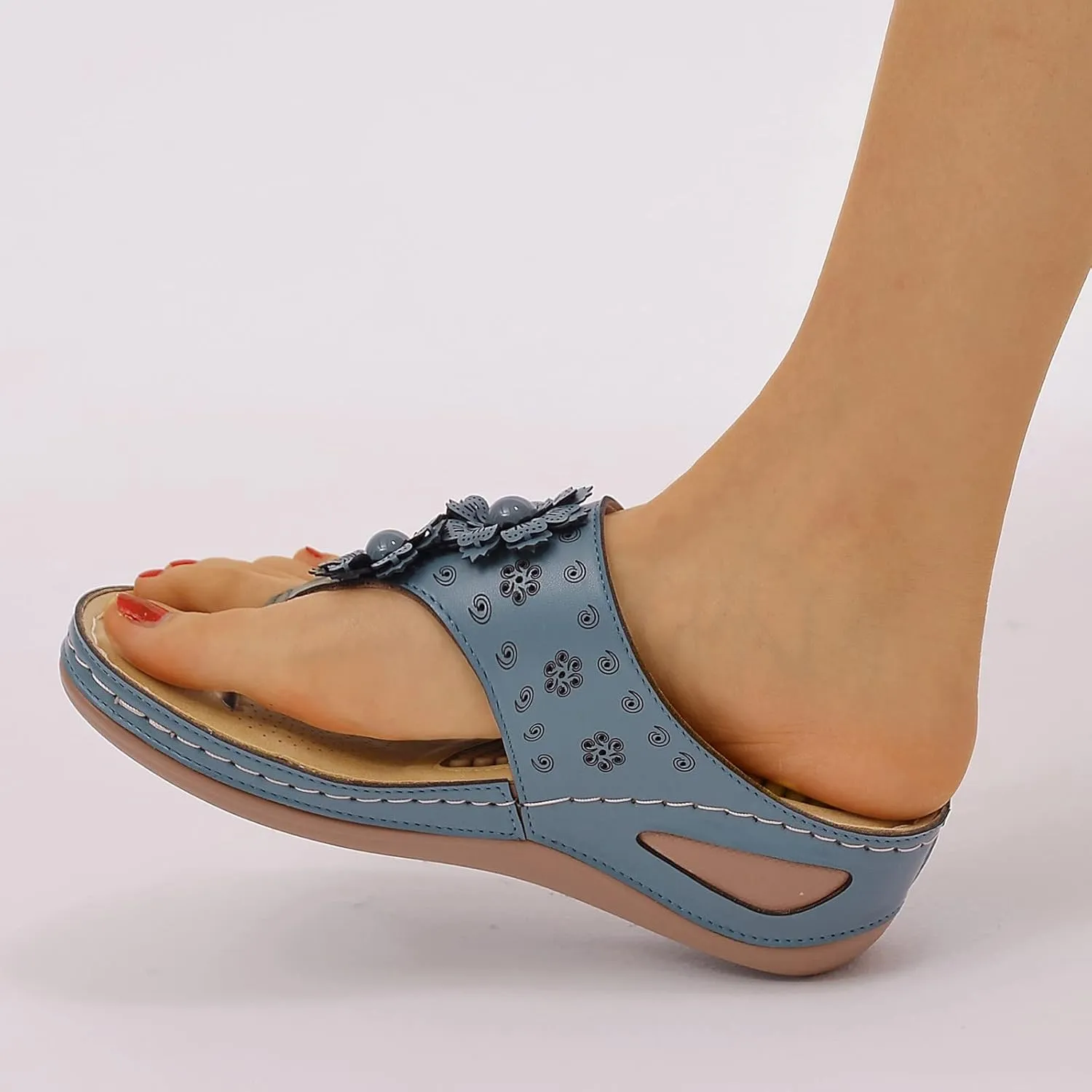 Womens Recovery Sandals with Orthotic Arch Support Comfortable Walking Slides Thick Cushion Footwear for Plantar Fasciitis Summer Outdoor Use
