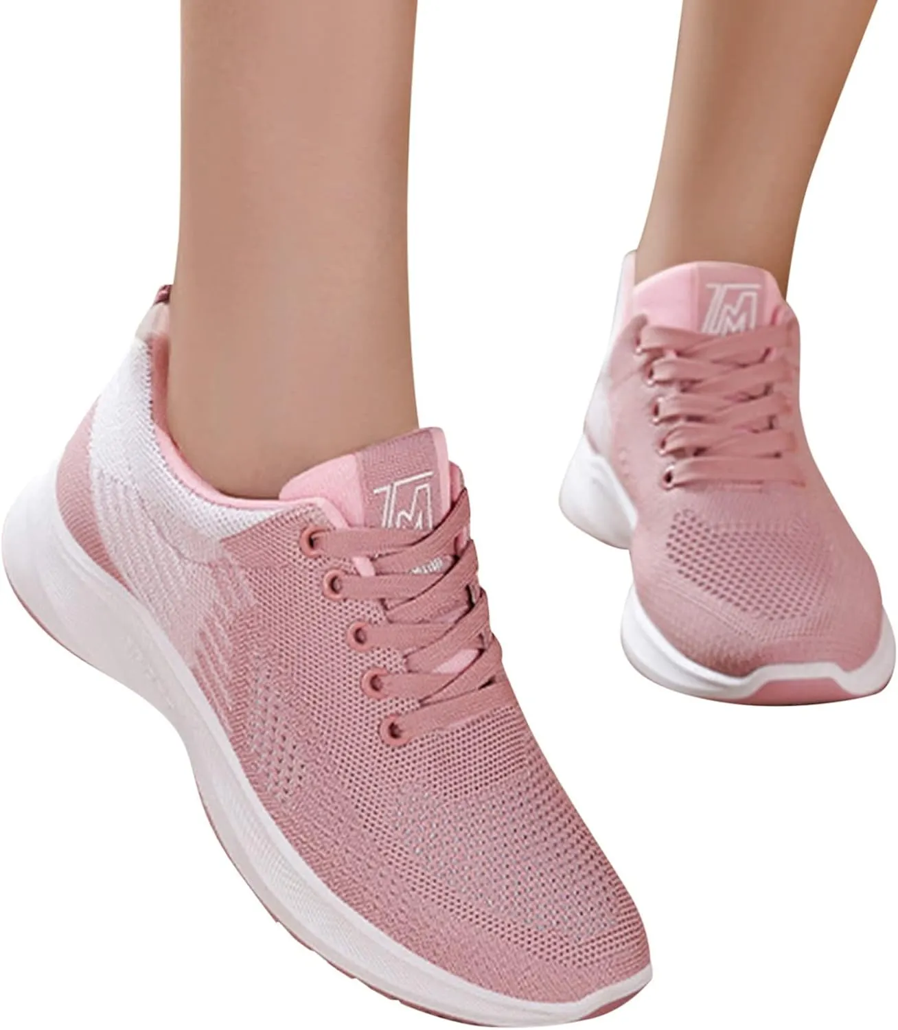 Womens Running Sneakers Breathable Flying Woven Lace Up Walking Shoes Summer Casual Non Slip Outdoor Sports Shoes