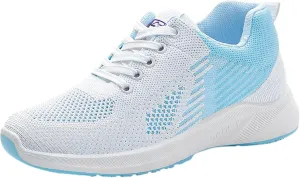 Womens Running Sneakers Breathable Flying Woven Lace Up Walking Shoes Summer Casual Non Slip Outdoor Sports Shoes