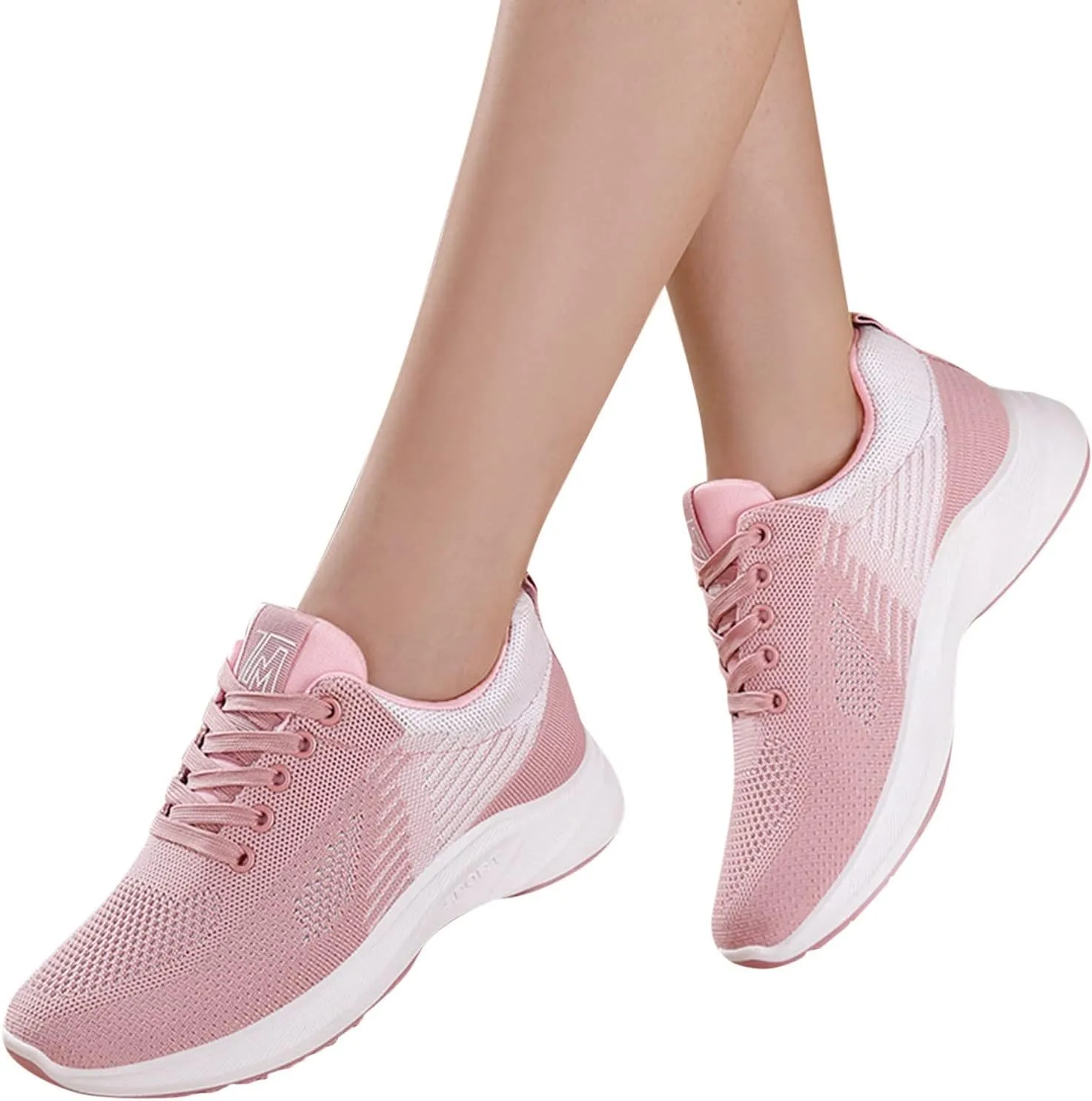 Womens Running Sneakers Breathable Flying Woven Lace Up Walking Shoes Summer Casual Non Slip Outdoor Sports Shoes