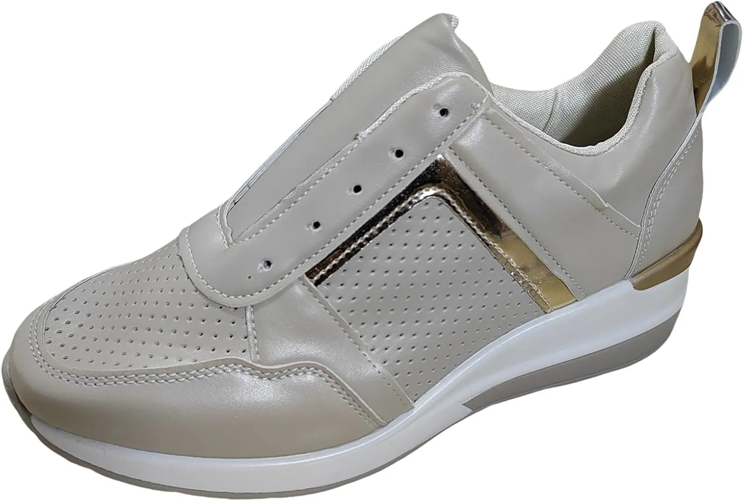 Women's Running Walking Tennis Shoes Thick Sole Casual Comfortable Non Slip Breathable Leather Shoes Sneakers