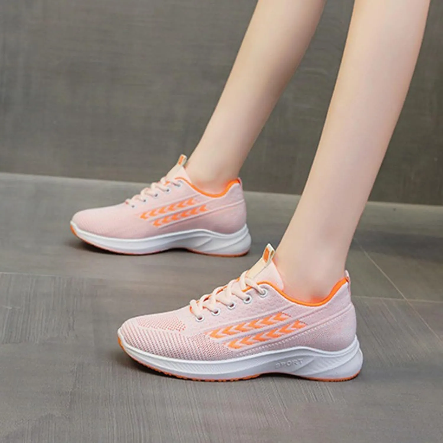 Women's Shoes Sneakers Lace Up Knit Mesh Sport Shoes Breathable Lightweight Casual Walking Workout Training Shoes
