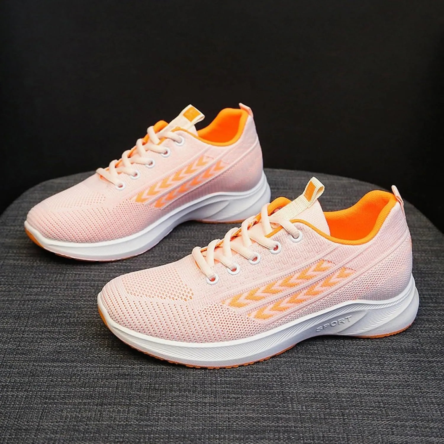 Women's Shoes Sneakers Lace Up Knit Mesh Sport Shoes Breathable Lightweight Casual Walking Workout Training Shoes