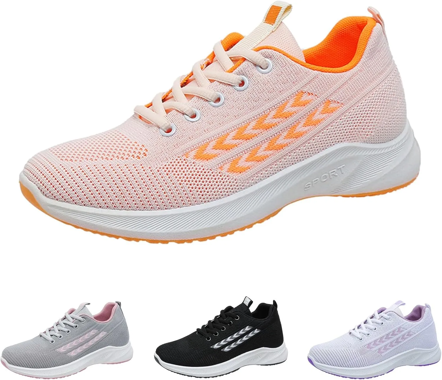 Women's Shoes Sneakers Lace Up Knit Mesh Sport Shoes Breathable Lightweight Casual Walking Workout Training Shoes