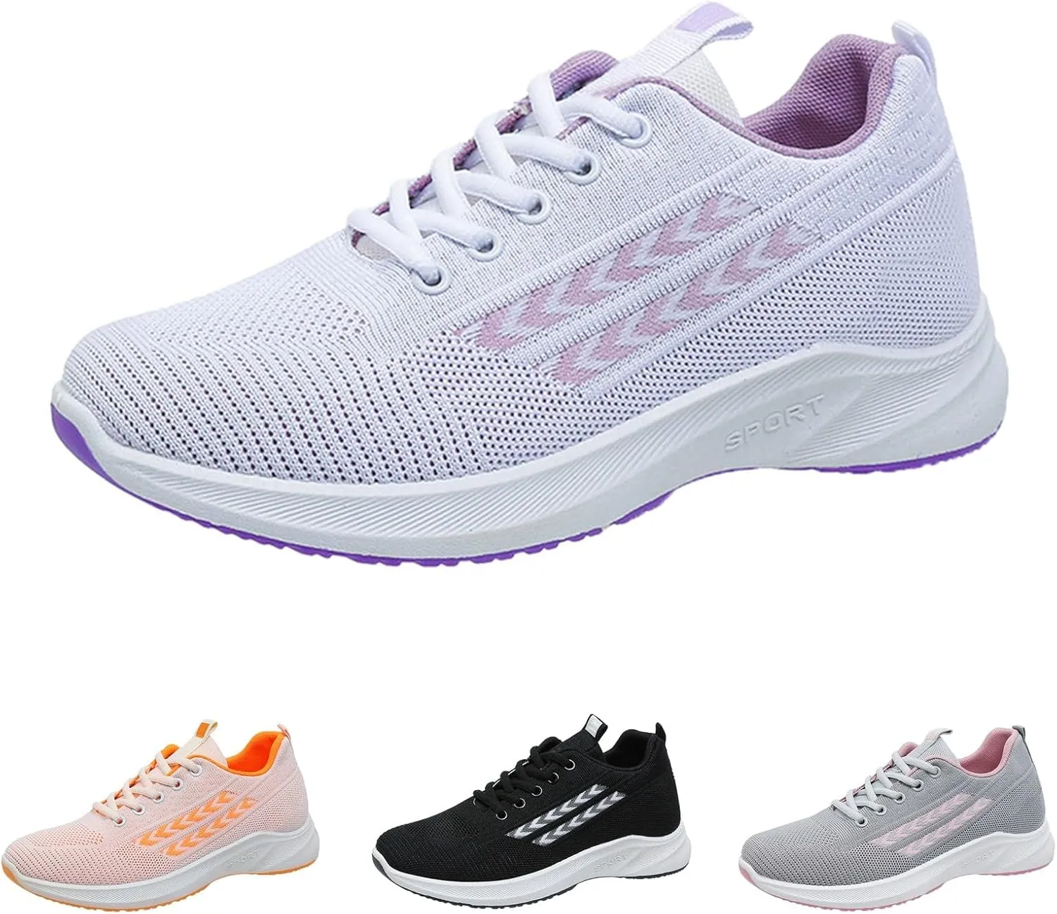 Women's Shoes Sneakers Lace Up Knit Mesh Sport Shoes Breathable Lightweight Casual Walking Workout Training Shoes