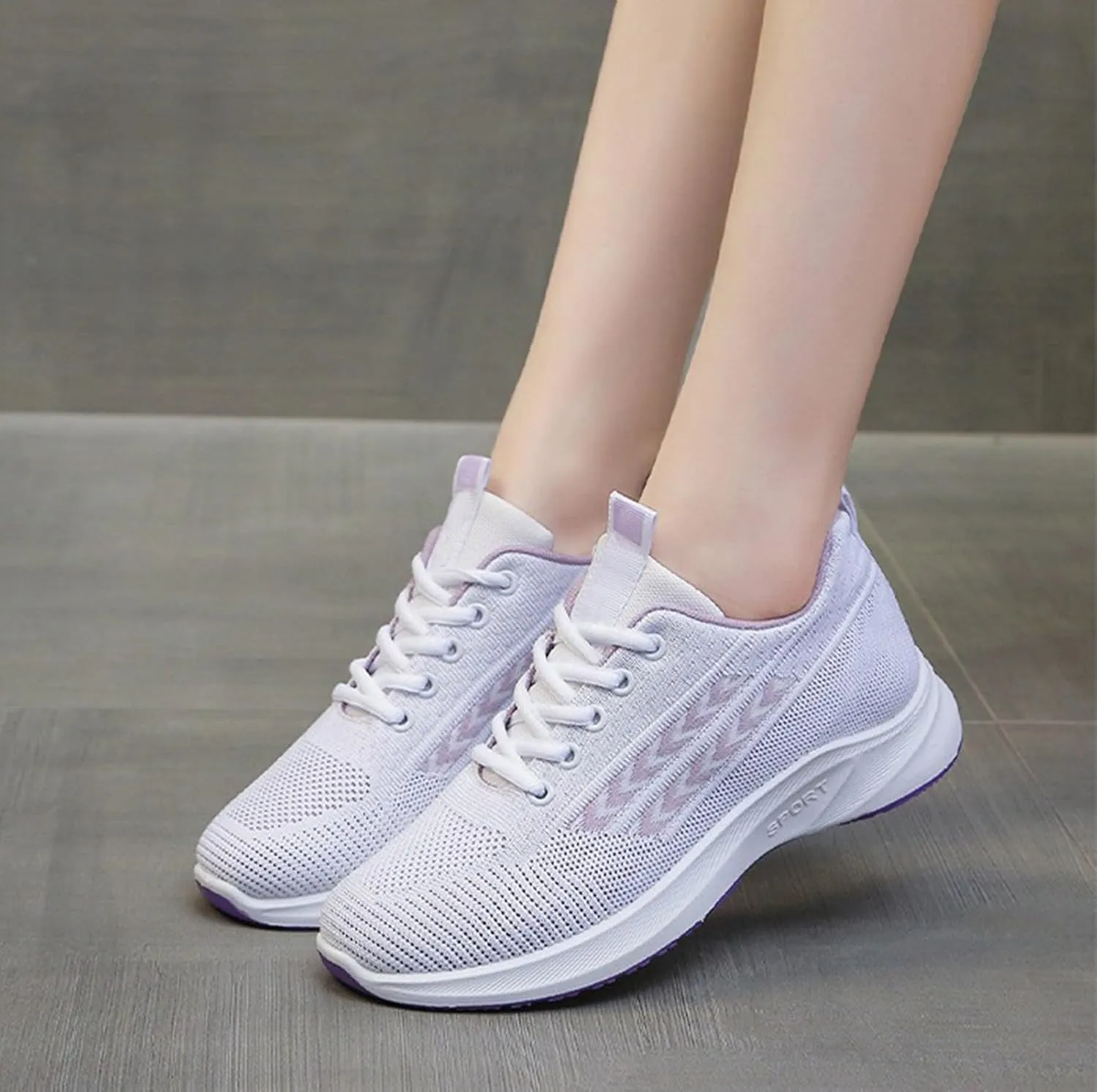 Women's Shoes Sneakers Lace Up Knit Mesh Sport Shoes Breathable Lightweight Casual Walking Workout Training Shoes