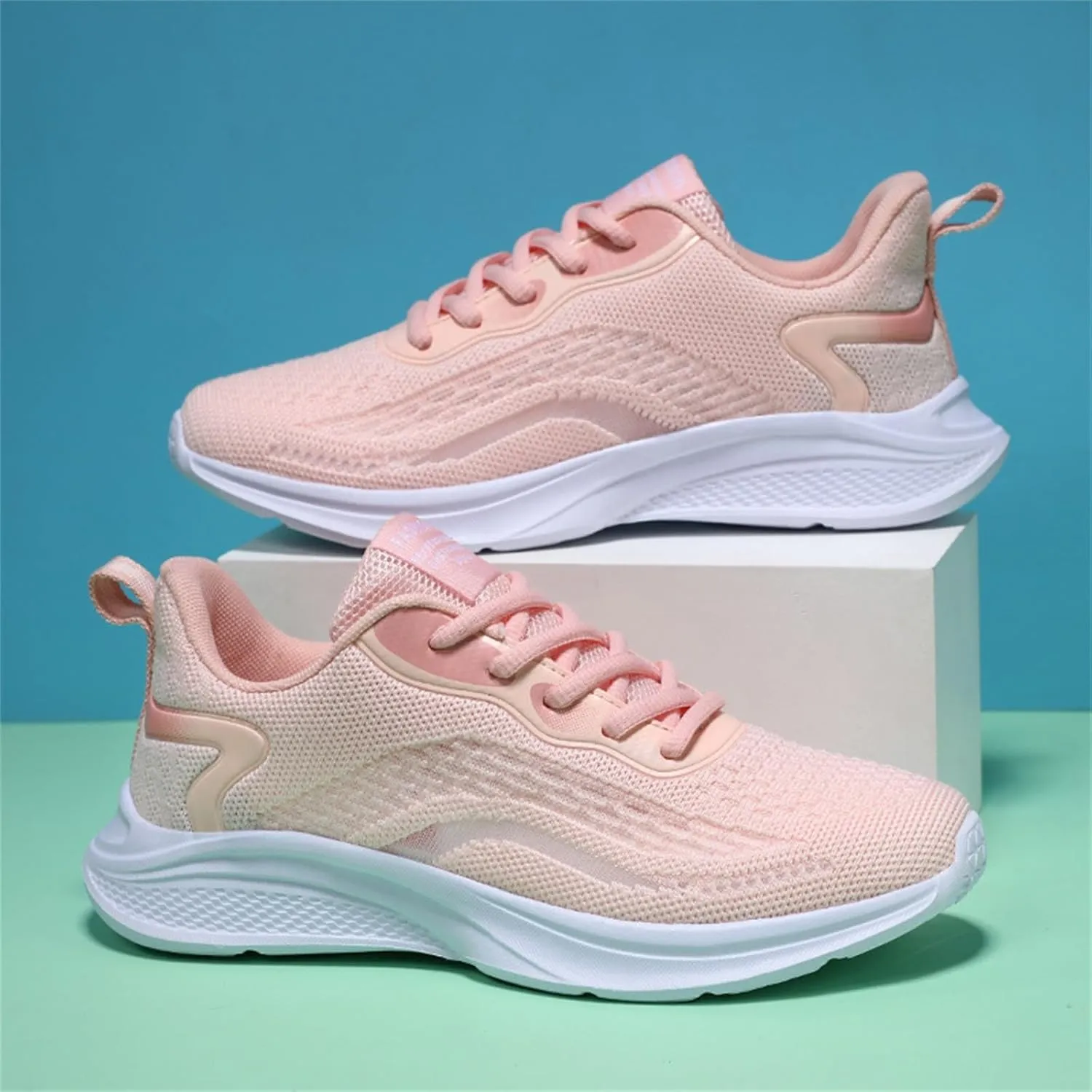 Women's Shoes Sneakers Lace Up Thick Sole Athletic Shoes Breathable Mesh Sneakers Causal Running Walking Tennis Shoes