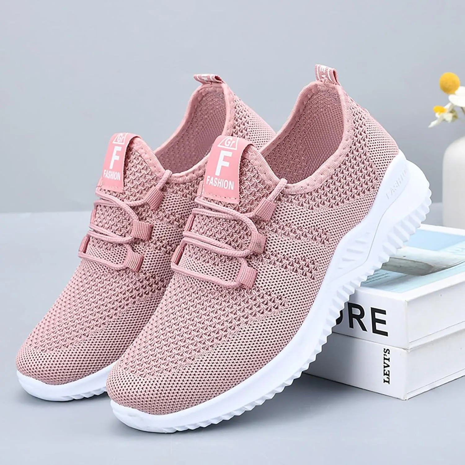 Womens Slip On Walking Shoes Non Slip Running Shoes Breathable Workout Lightweight Sneakers Sports Shoes for Woman