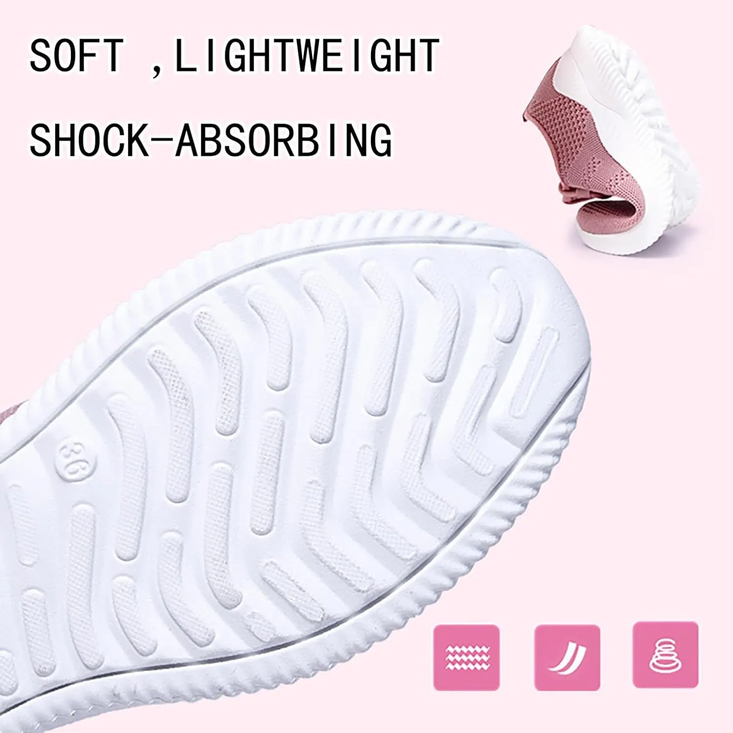 Womens Slip On Walking Shoes Non Slip Running Shoes Breathable Workout Lightweight Sneakers Sports Shoes for Woman