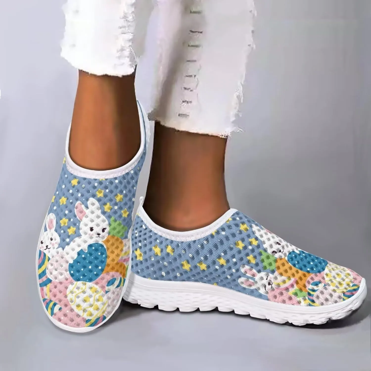 Women's Walking Shoes Men Mesh Sneaker Flat Slip On Breathable Trainers US 5-12